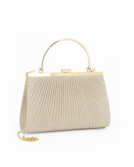Immagine di DIVAS - Pochette oro in lurex con chiusra a scatto, tracolla removibile