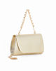 Immagine di DIVAS - Pochette oro effetto pitonato con patta e manico gioiello, tracolla removibile