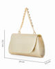 Immagine di DIVAS - Pochette oro effetto pitonato con patta e manico gioiello, tracolla removibile