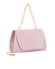 Immagine di DIVAS - Pochette rosa in lurex con patta e manico gioiello, tracolla removibile