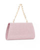 Immagine di DIVAS - Pochette rosa in lurex con patta e manico gioiello, tracolla removibile