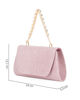 Immagine di DIVAS - Pochette rosa in lurex con patta e manico gioiello, tracolla removibile