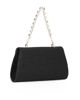 Immagine di DIVAS - Pochette nera in lurex con patta e manico gioiello, tracolla removibile