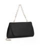 Immagine di DIVAS - Pochette nera in lurex con patta e manico gioiello, tracolla removibile