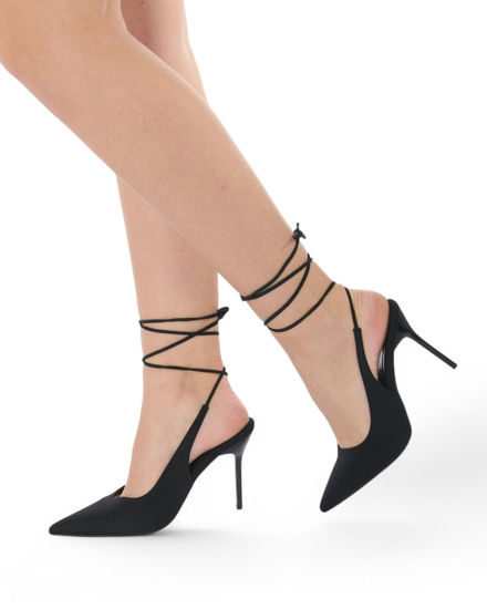 Immagine di MISS GLOBO - Décolleté lace-up nera in lycra, tacco 10CM