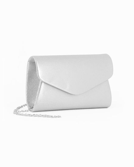 Immagine di DIVAS - Pochette argento  in luex con patta, tracolla removibile