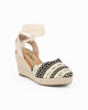 Immagine di MISS GLOBO - Espadrillas beige e nera con lacci alla caviglia e dettaglio paillettes, zeppa 7,5CM