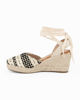 Immagine di MISS GLOBO - Espadrillas beige e nera con lacci alla caviglia e dettaglio paillettes, zeppa 7,5CM