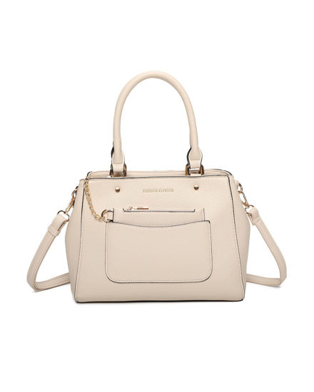 Immagine di ENRICO COVERI - Borsa a due manici beige, con tasca frontale e tracolla removibile