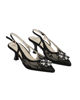 Immagine di SOLO SOPRANI COUTURE - Décolleté slingback nera in pizzo con pietre e strass sulla punta, tacco 5,5CM