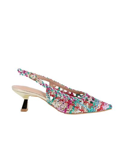 Immagine di MISS GLOBO - Décolleté slingback multicolor traforata e intrecciata, tacco 5,5CM