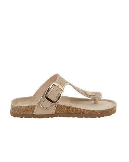 Immagine di MISS GLOBO - Ciabatta infradito beige con fibbia e strass