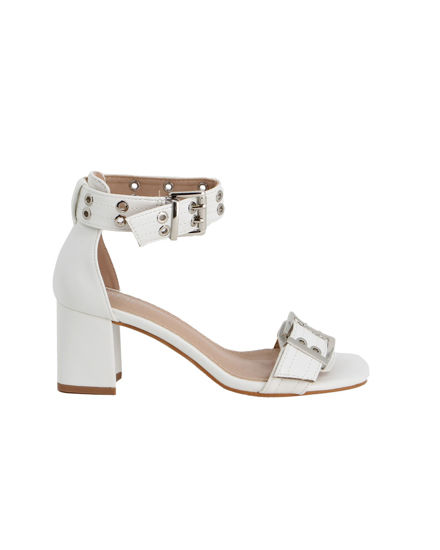 Immagine di MY JEWELS - Sandalo bianco con doppia fibbia, tacco 6CM