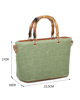 Immagine di NARDINI - Minibag verde in paglia con manici in bamboo, tracolla removibile