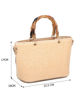 Immagine di NARDINI - Minibag beige in paglia con manici in bamboo, tracolla removibile