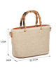 Immagine di NARDINI - Minibag taupe in paglia con manici in bamboo, tracolla removibile