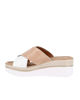 Immagine di STARLIGHT - Ciabatta platform bianca e beige con fibbia e sottopiede in VERA PELLE, tacco 5,5CM - MADE IN ITALY