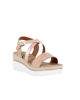 Immagine di STARLIGHT - Sandalo platform beige con sottopiede in VERA PELLE e cinturini incrociati, tacco 5,5CM - MADE IN ITALY