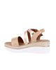 Immagine di STARLIGHT - Sandalo platform beige con sottopiede in VERA PELLE e cinturini incrociati, tacco 5,5CM - MADE IN ITALY