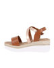Immagine di STARLIGHT - Sandalo platform cuoio con sottopiede in VERA PELLE e cinturini incrociati, tacco 5,5CM - MADE IN ITALY