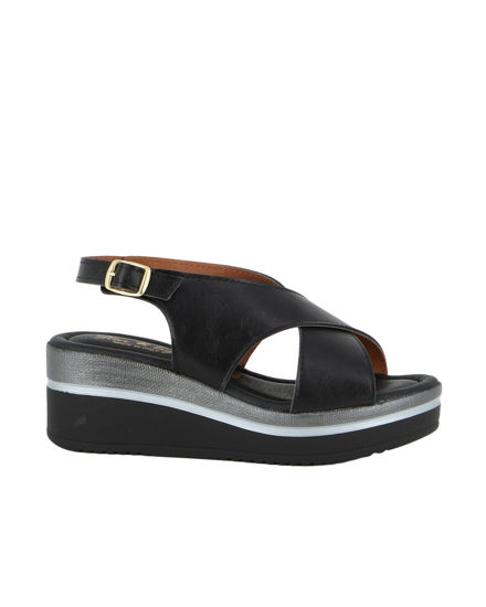 Immagine di STARLIGHT - Sandalo platform nero con sottopiede in VERA PELLE, tacco 5,5CM - MADE IN ITALY
