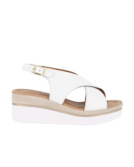 Immagine di STARLIGHT - Sandalo platform bianco con sottopiede in VERA PELLE, tacco 5,5CM - MADE IN ITALY