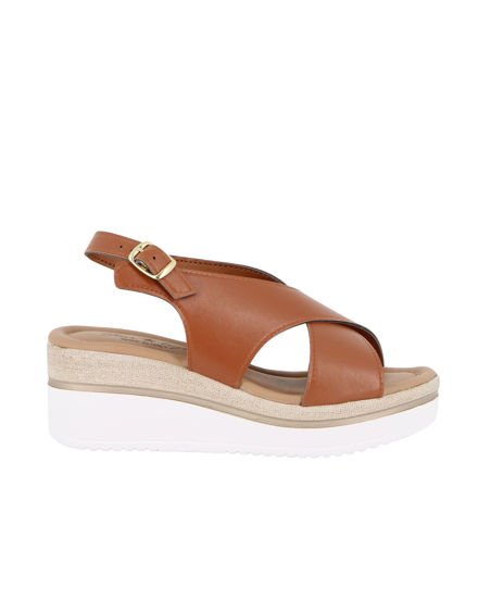 Immagine di STARLIGHT - Sandalo platform cuoio con sottopiede in VERA PELLE, tacco 5,5CM - MADE IN ITALY