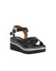 Immagine di STARLIGHT - Sandalo platform nero con sottopiede in VERA PELLE e cinturini incrociati, tacco 5CM - MADE IN ITALY