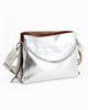 Immagine di DIVAS - Borsa sacca argento in VERA PELLE con tracolla nastro - MADE IN ITALY