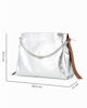 Immagine di DIVAS - Borsa sacca argento in VERA PELLE con tracolla nastro - MADE IN ITALY