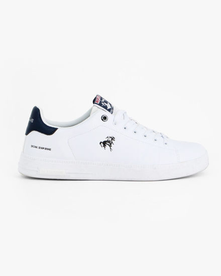 Immagine di RIFLE - Sneakers bianca con patch posteriore blu e lacci