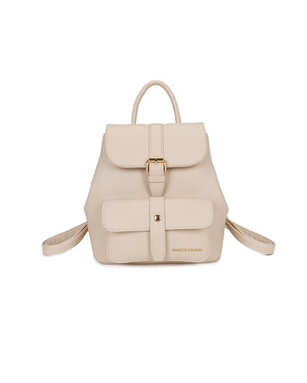 Immagine di ENRICO COVERI - Zaino beige con patta e tasca frontale