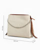 Immagine di DIVAS - Borsa sacca beige  VERA PELLE con tracolla nastro  - MADE IN ITALY
