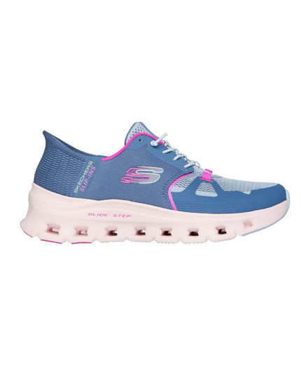 Immagine di SKECHERS - GLIDE - STEP PRO - Sneakers celeste con dettagli fucsia  e tomaia in mesh