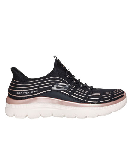 Immagine di SKECHERS - SUMMITS PLUS - SOFT LUSTER - Sneakers nera con tomaia in mesh e dettagli glitterati rosa
