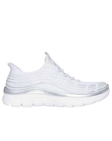 Immagine di SKECHERS - SUMMITS PLUS - SOFT LUSTER - Sneakers bianca con tomaia in mesh e dettagli glitterati argento