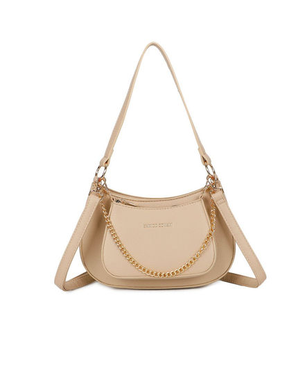 Immagine di ENRICO COVERI - Borsa a spalla taupe con pochette frontale removibile, tracolla removibile