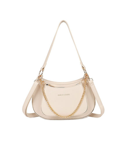 Immagine di ENRICO COVERI - Borsa a spalla beige con pochette frontale removibile, tracolla removibile