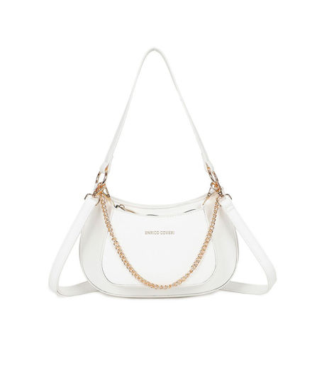 Immagine di ENRICO COVERI - Borsa a spalla bianca con pochette frontale removibile, tracolla removibile