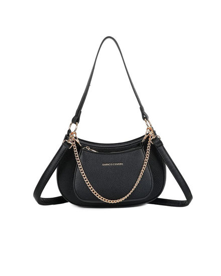 Immagine di ENRICO COVERI - Borsa a spalla nera con pochette frontale removibile, tracolla removibile
