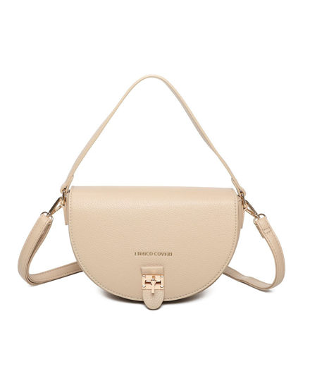 Immagine di ENRICO COVERI - Minibag taupe con patta e chiusura a girello, tracolla removibile