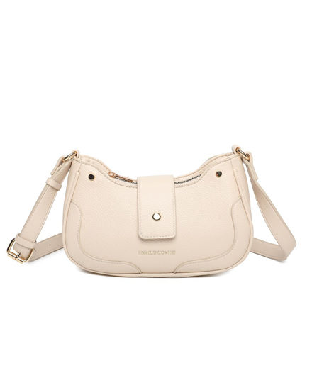 Immagine di ENRICO COVERI - Borsa a tracolla beige con mini pattina