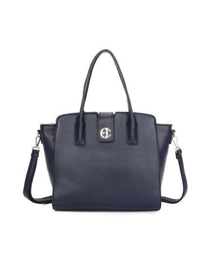Immagine di ENRICO COVERI - Borsa a due manici blu con mini pattina, tracolla removibile