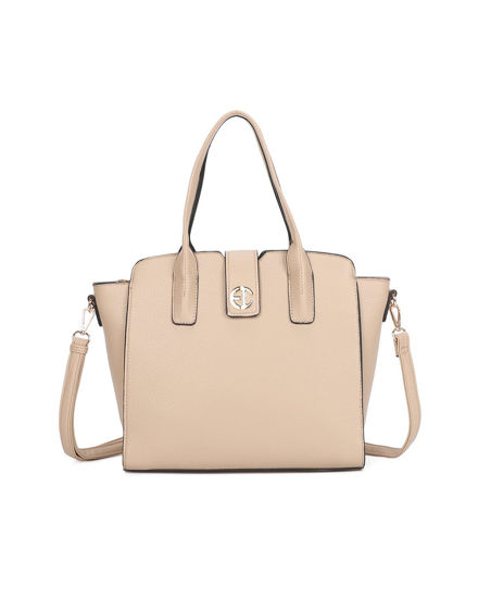 Immagine di ENRICO COVERI - Borsa a due manici taupe con mini pattina, tracolla removibile