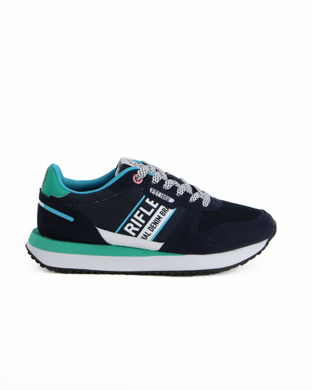 Immagine di RIFLE - Scarpa blu con lacci con dettagli colorati
