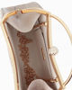 Immagine di DIVAS - Pochette champagne glitterata con pomello in strass, tracolla removibile