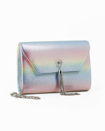 Immagine di DIVAS - Pochette multicolor in lurex con pennacchio frange