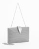 Immagine di DIVAS - Clutch argento in lurex con dettaglio clip a foglia, tracolla remoovibile