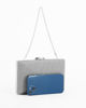 Immagine di DIVAS - Clutch argento in lurex con dettaglio clip a foglia, tracolla remoovibile