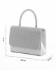 Immagine di DIVAS - Pochette argento con patta e manico in strass, tracolla removibile